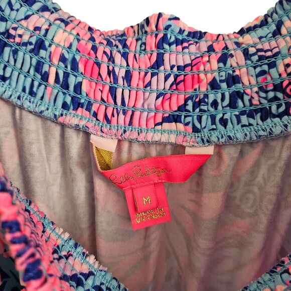 Lilly Pulitzer Romper Medium Cyla Pineapple Off Shoulder Mini Skort Skirt NWOT - Picture 4 of 13